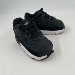Nike Unisex Kids Air Max 90 LTR -SZ 4C- Black White Mid Lace-Up Sneaker Shoes